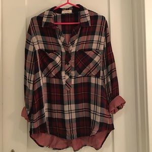 Large Bella Dahl Plaid Button-Down Shirt