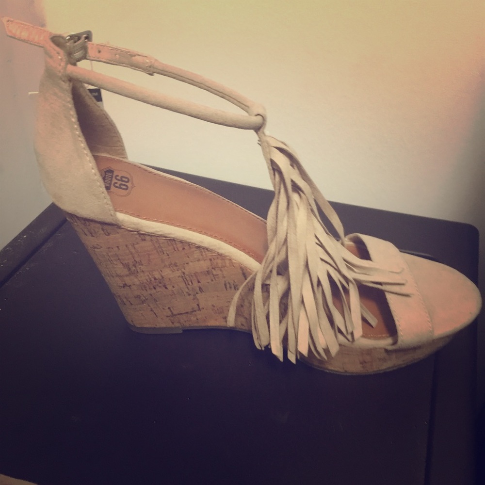 Tan Fringey Wedges