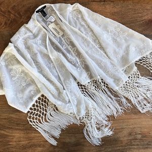 Sheer White Embroidered Kimono