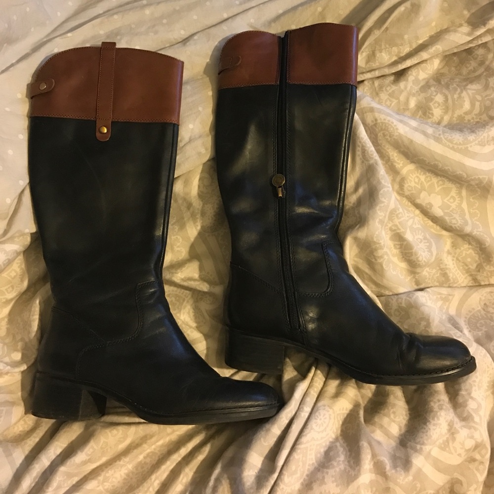 Knee High Black & Brown Leather Riding Boots 🐎