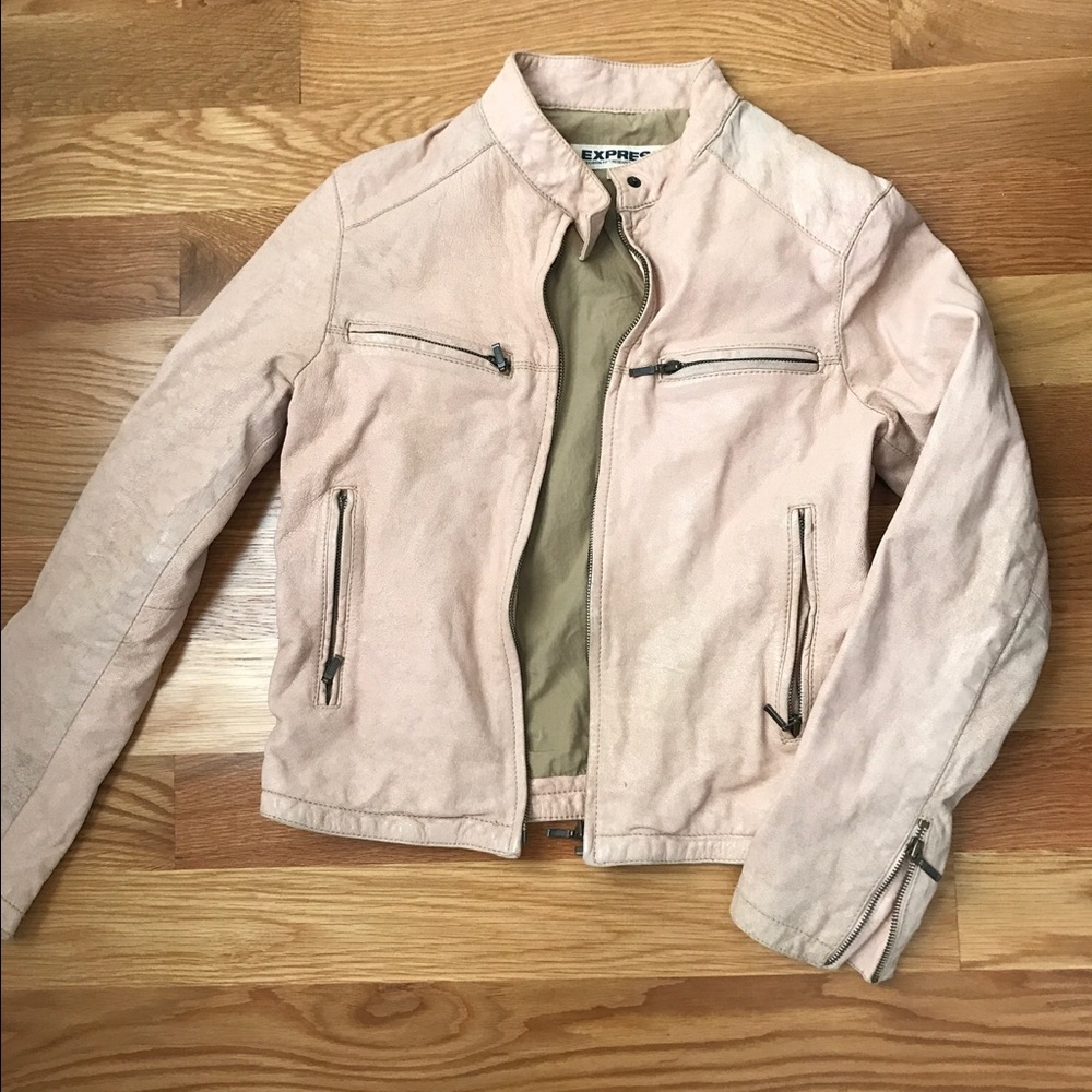 EXPRESS Genuine leather jacket in 'Blush' SIZE Med