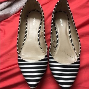 Express black and white striped flats!