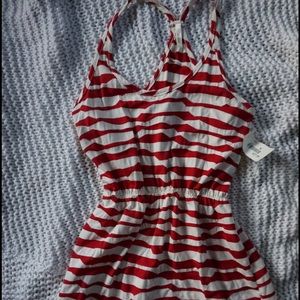 Red and white striped dress