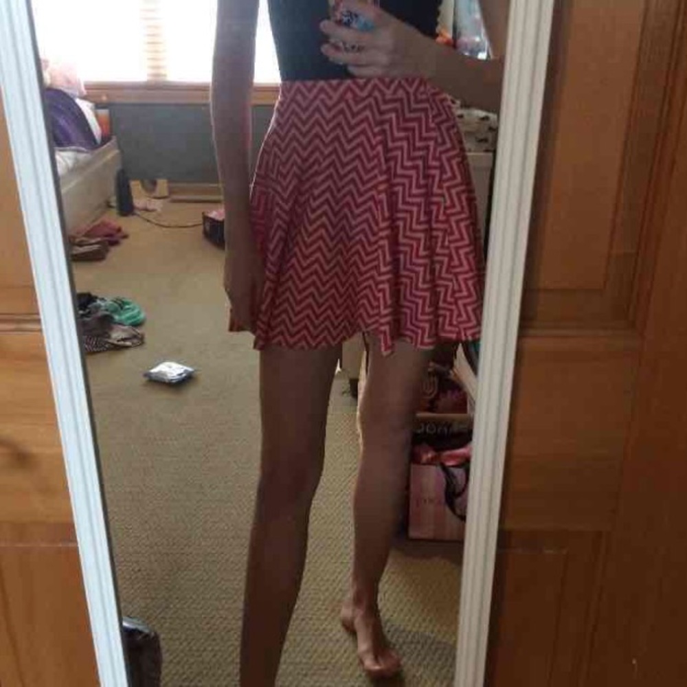 Pink and tan skater skirt