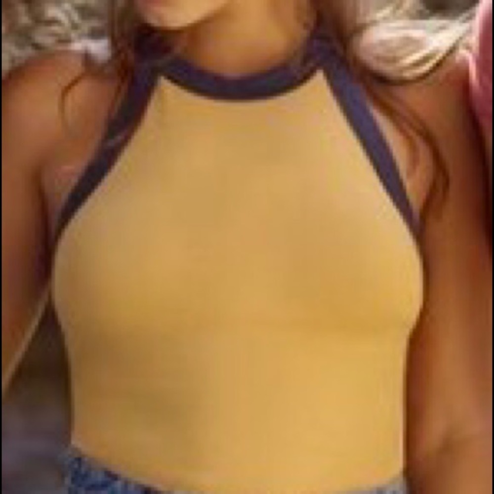 ISO- UO yellow/navy halter ringer tee