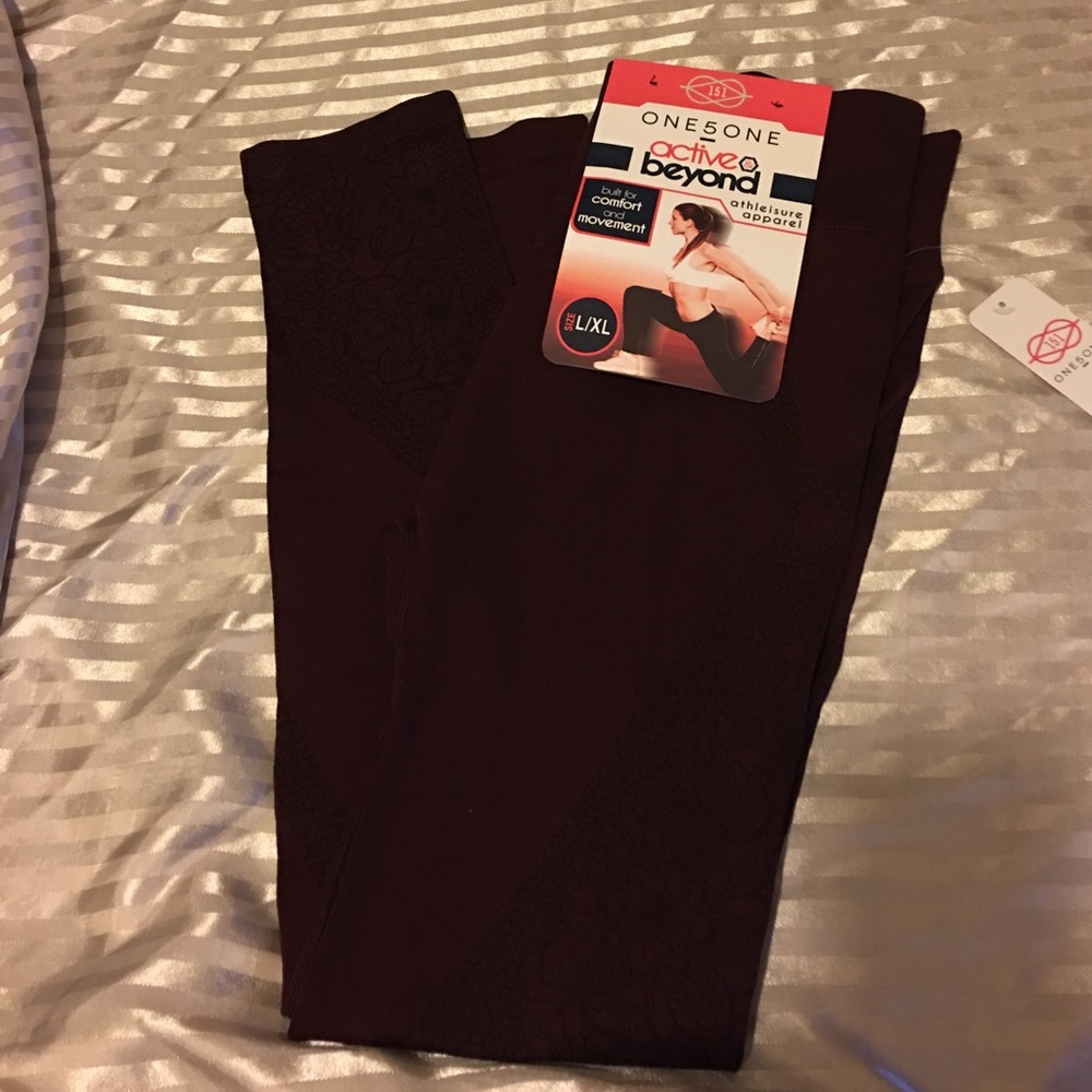 Fashion Nova floral haze leggings burgundy L/Xl