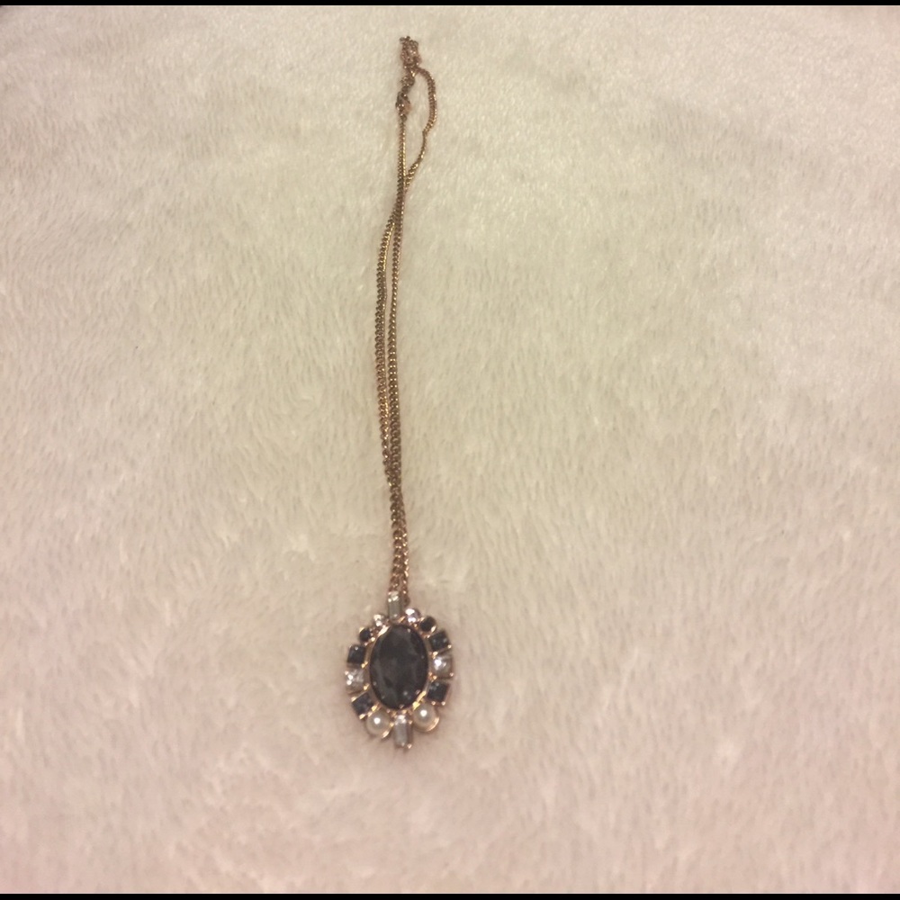 Swarovski dark crystal and pearl necklace