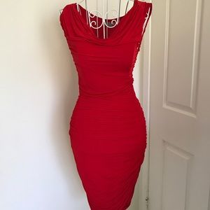 Red ruched dress