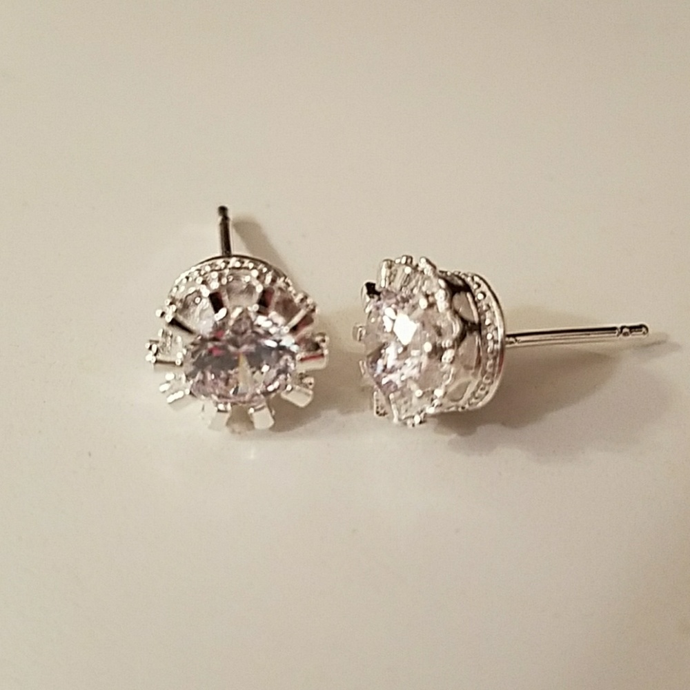 Silver Crystal Stud Earrings