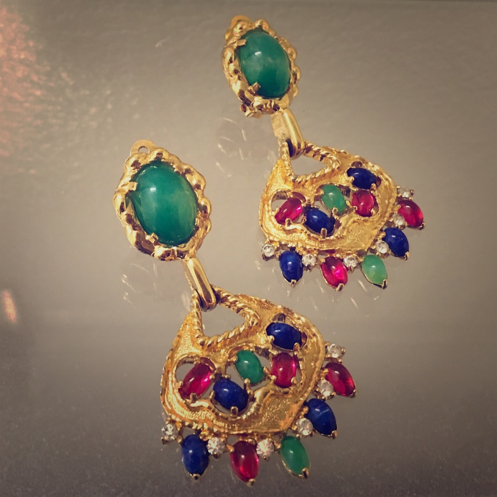 Signed Joseph Mazer chandelier earrings
