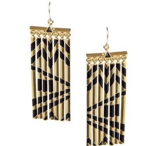 House of Harlow black and gold fringe earrings.