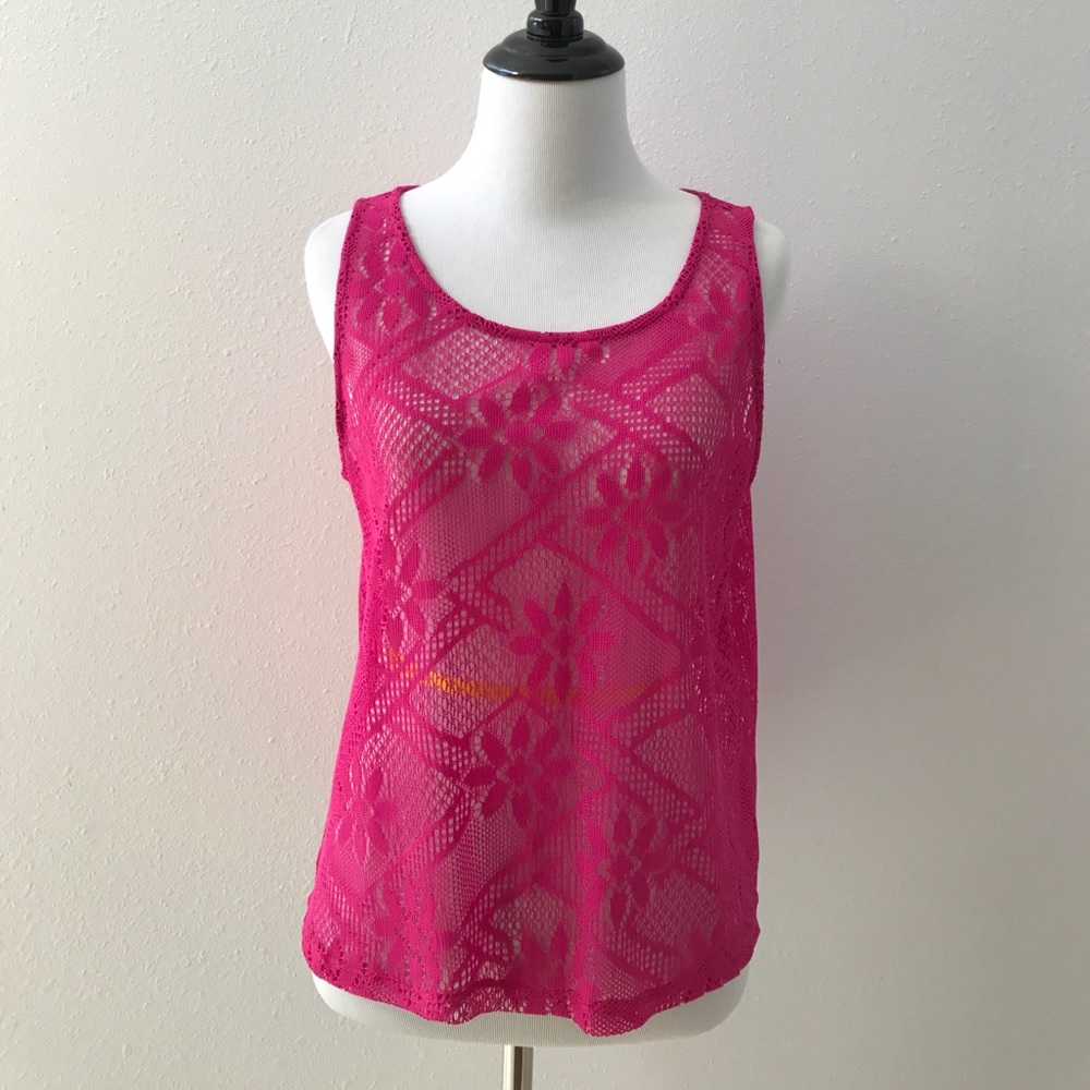 Magenta lace top