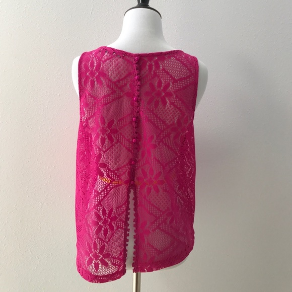 Magenta lace top - Picture 3 of 4