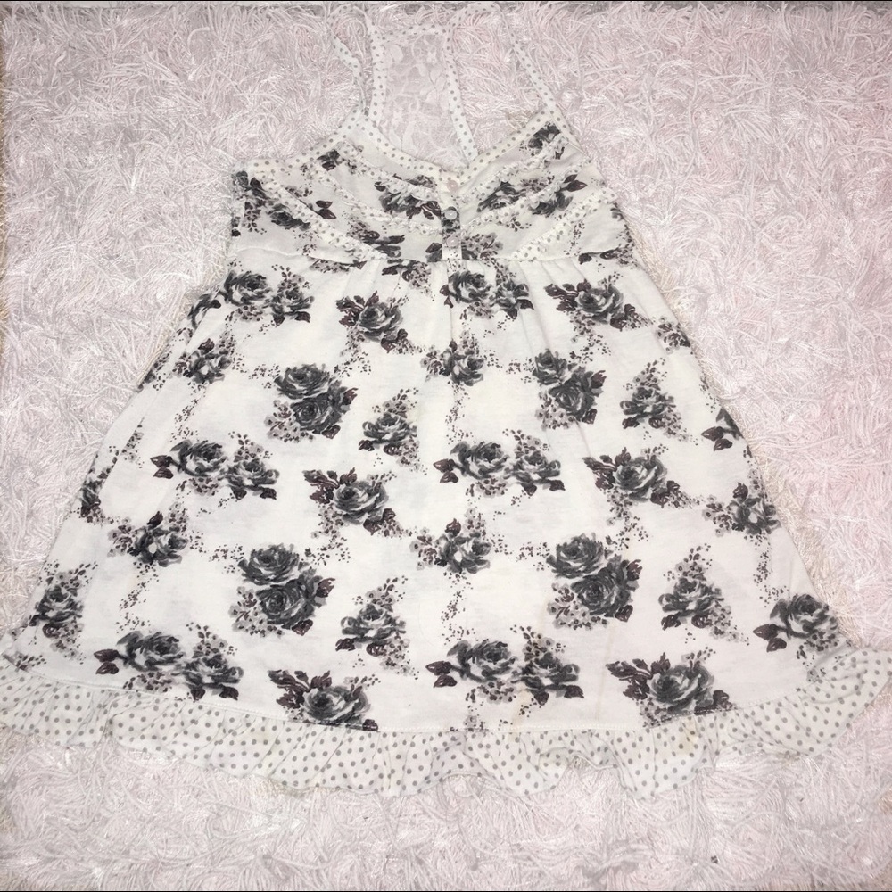 White Floral Flowy Tank Top