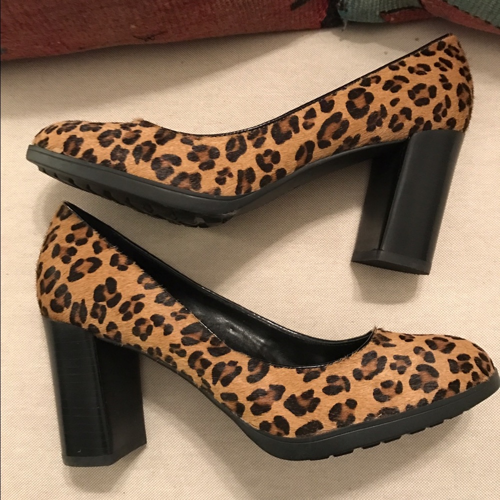 Franco Sarto leopard calf skin heels, size 7