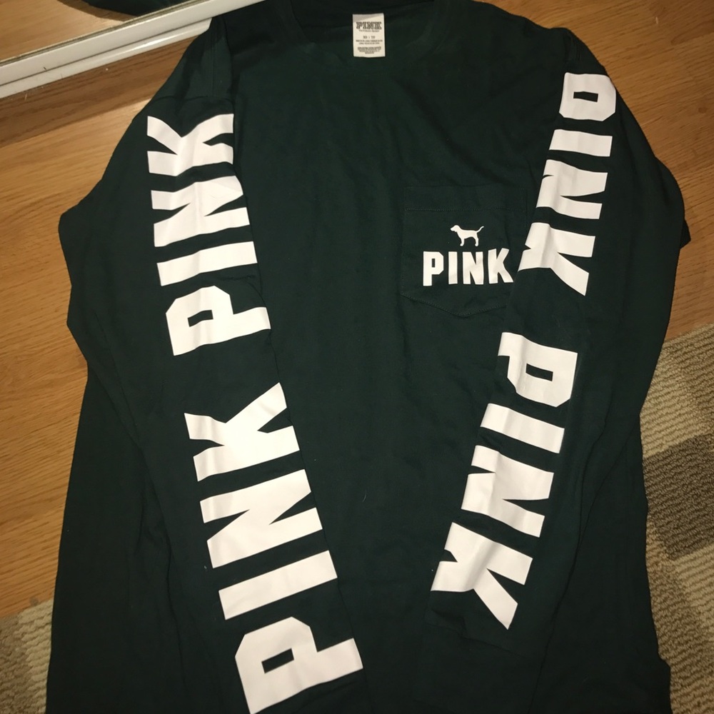 PINK long sleeve campus tee