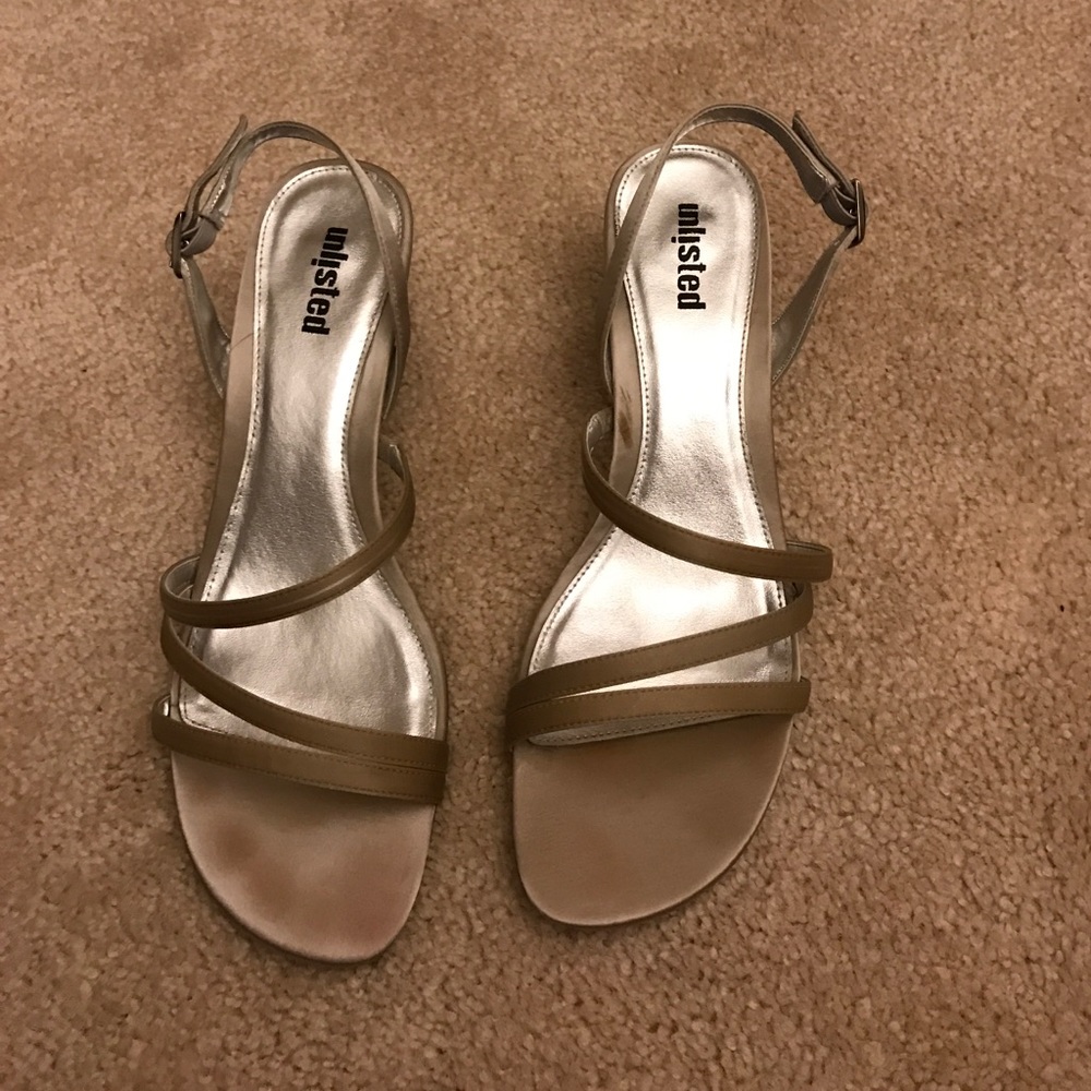 Beige low-heeled, size 10