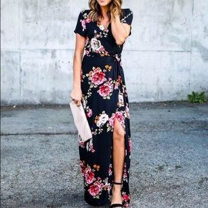 Floral wrap maxi dress