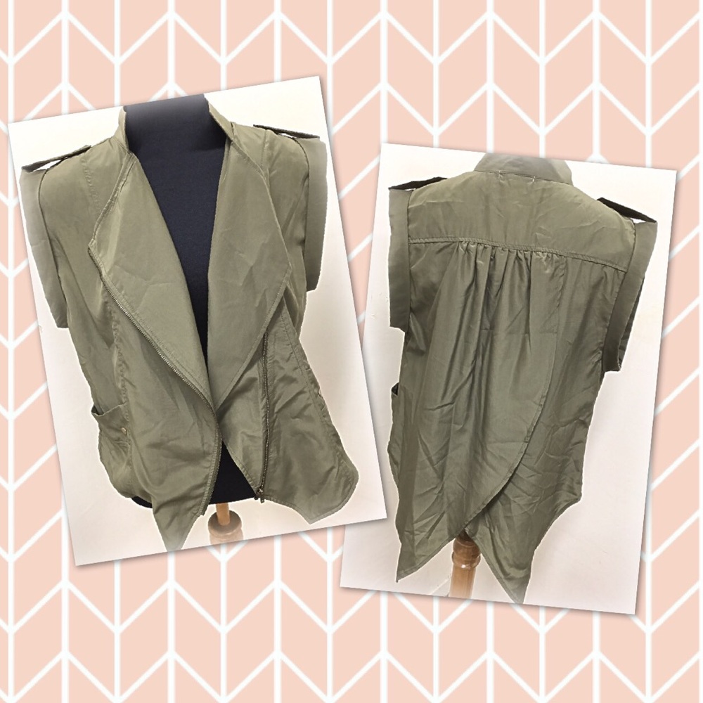 Army green short sleeve vest