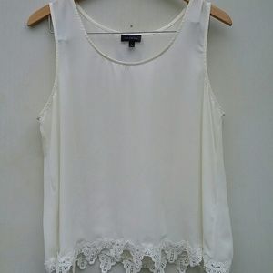 THE LIMITED  Sleeveless Shirt with Lace Edging