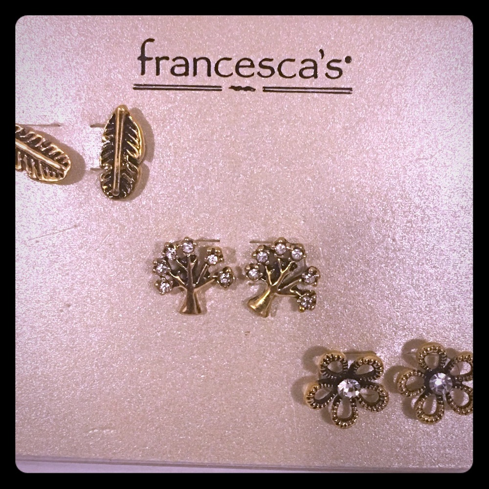 Set of three stud earrings