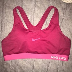 Pink Nike sports bra