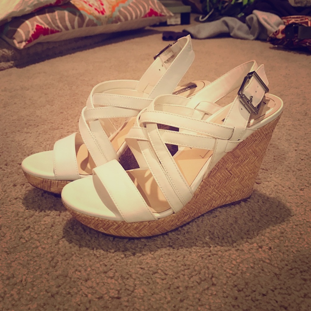 Jessica Simpson White Wedges.