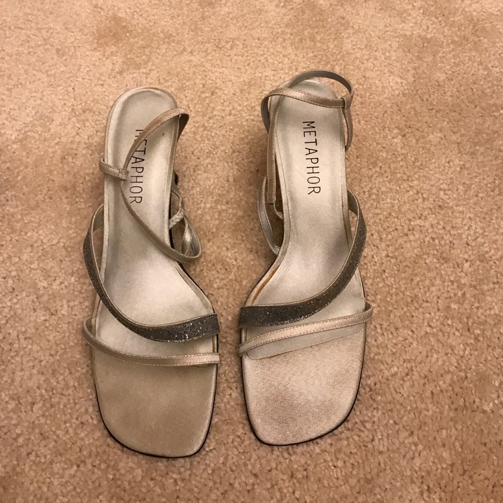 Silver with sparkles, 2" heels, size 10M