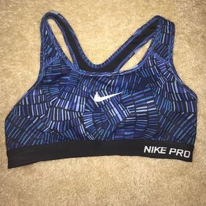 Blue patterned Nike sports bra