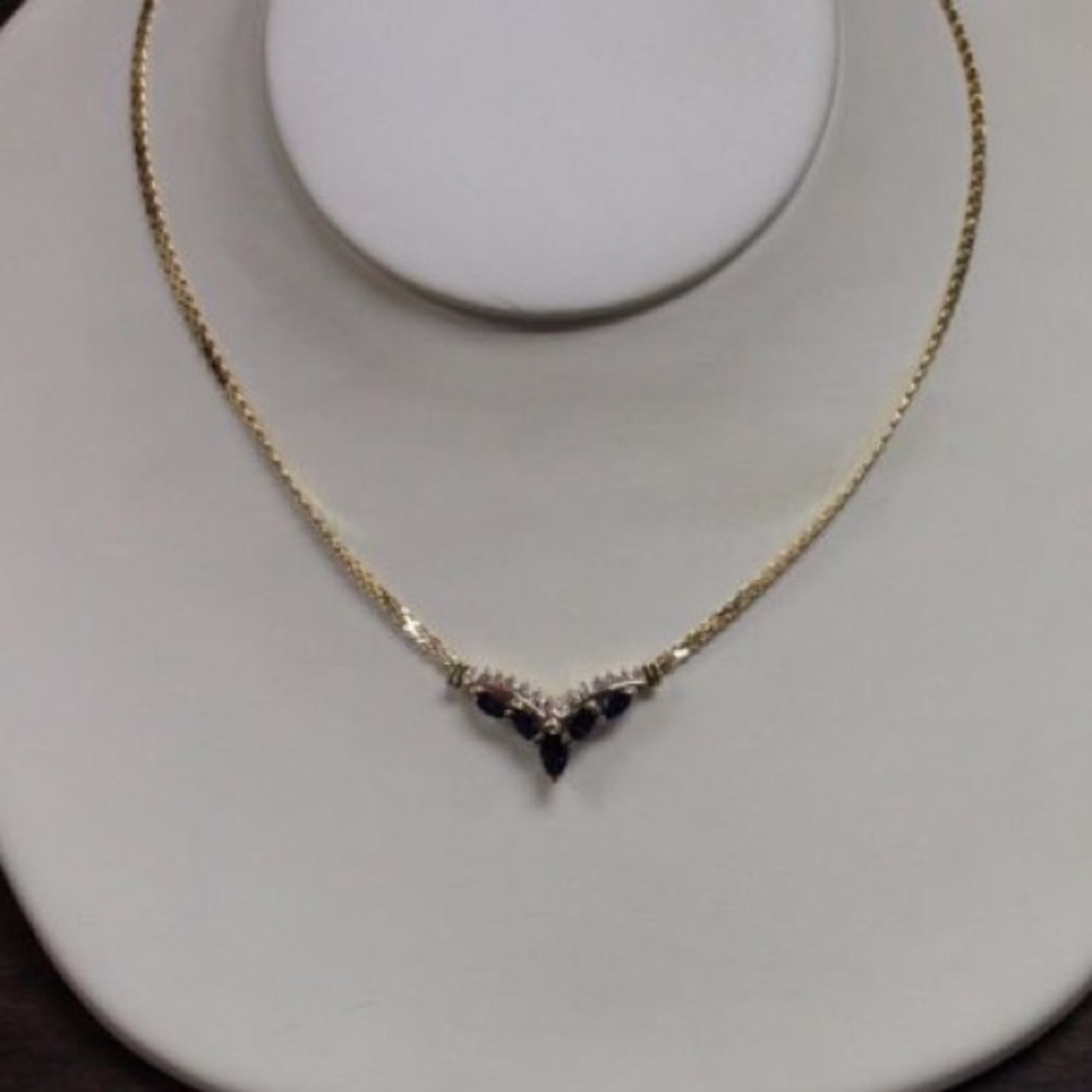 Marquise Sapphire & Round Diamond Pendant