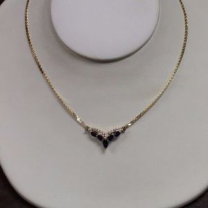 Marquise Sapphire & Round Diamond Pendant