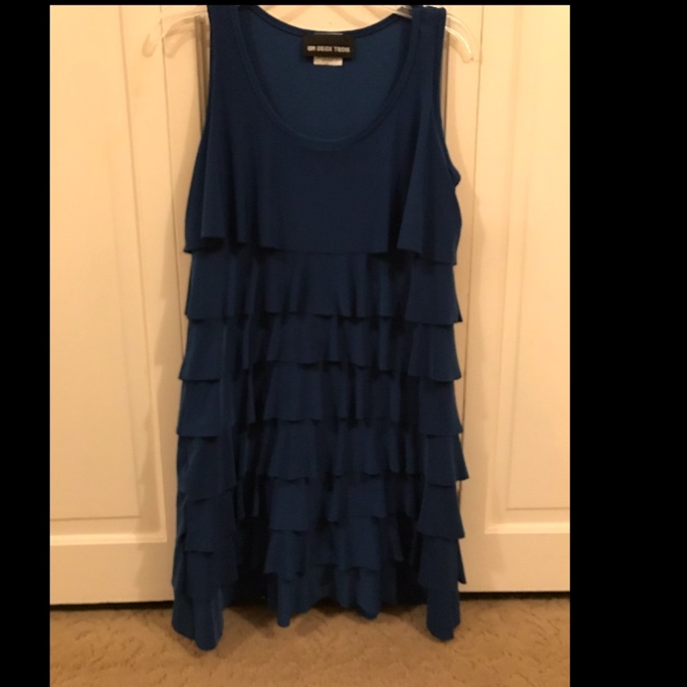 Un Deux Trois Blue Ruffle Mini Dress