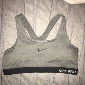 Nike pro gray sports bra