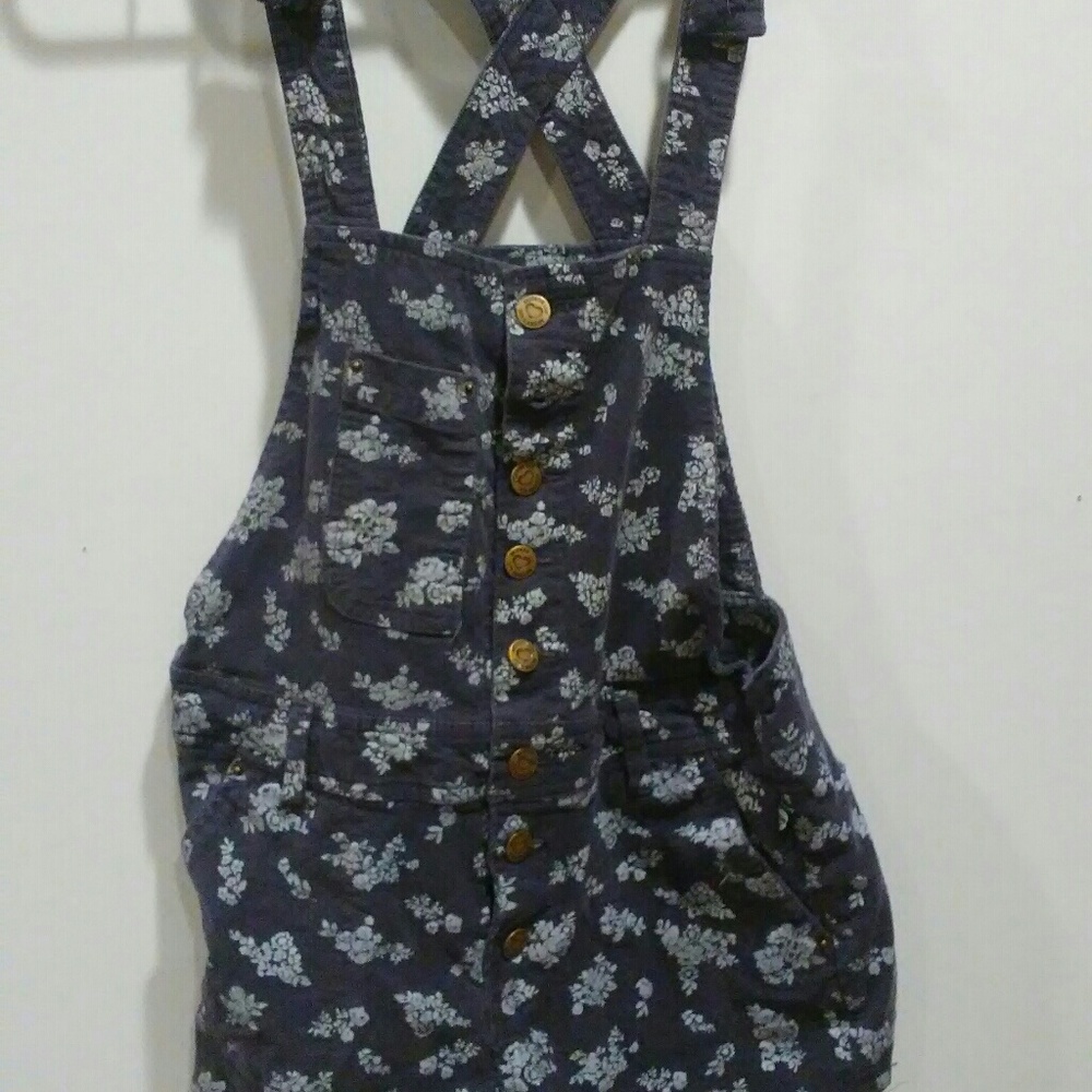 floral corduroy overall shorts