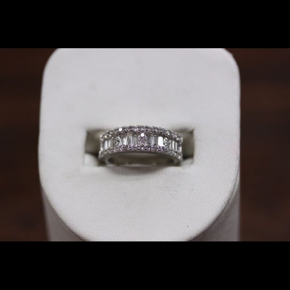 Ladies' 14K White Gold Diamond Baguette Band