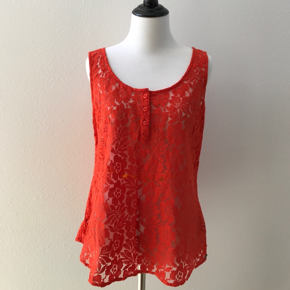 Volcom orange lace top