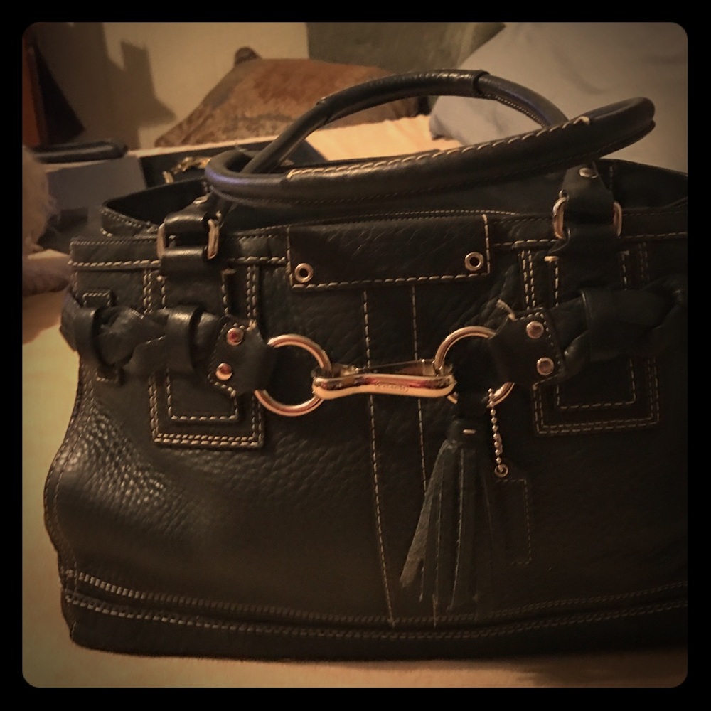 Cute black leather coach bag