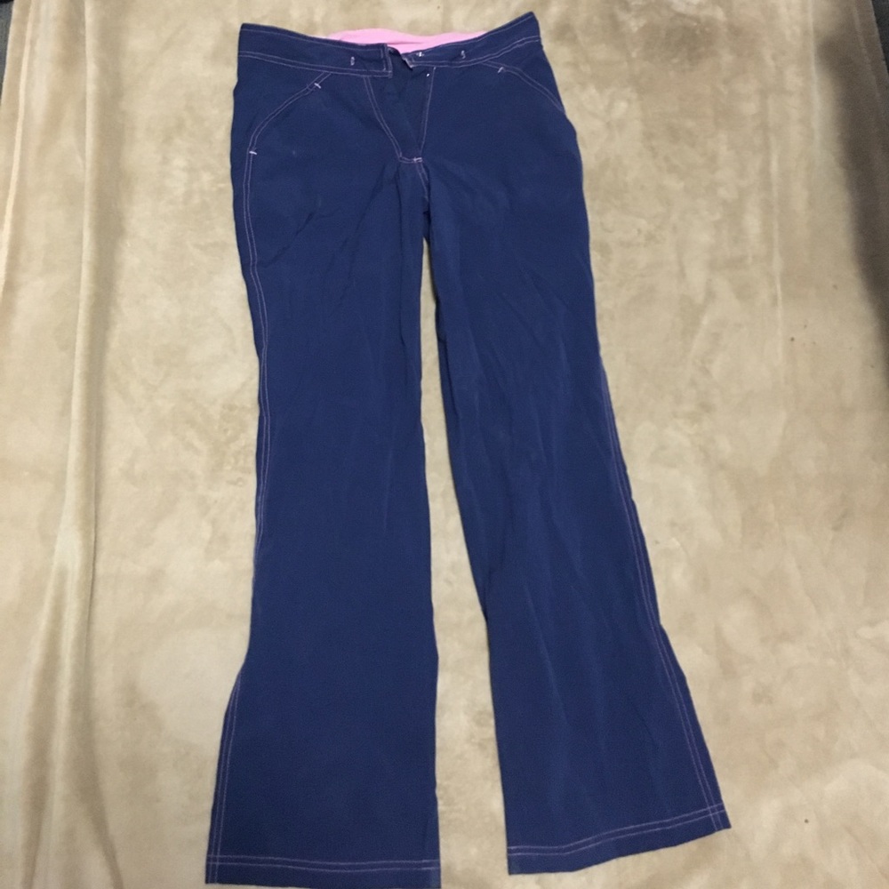 Navy blue with pink stitching scrub pants
