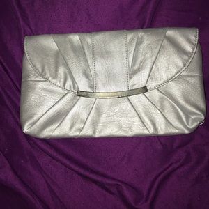 Silver clutch. Perfect for a night out.