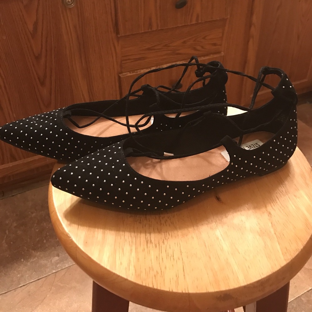 Studded lace up flats