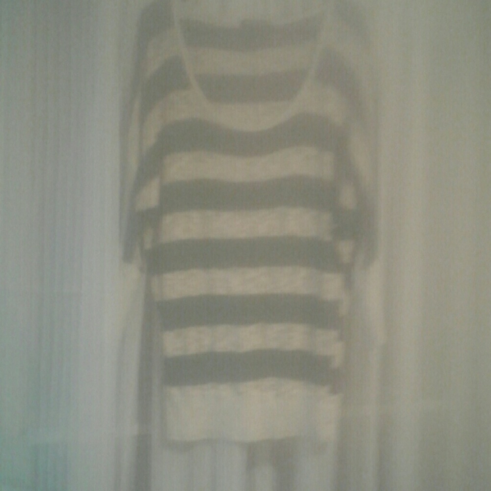 Blue and white striped 3/4 sleeve shirt