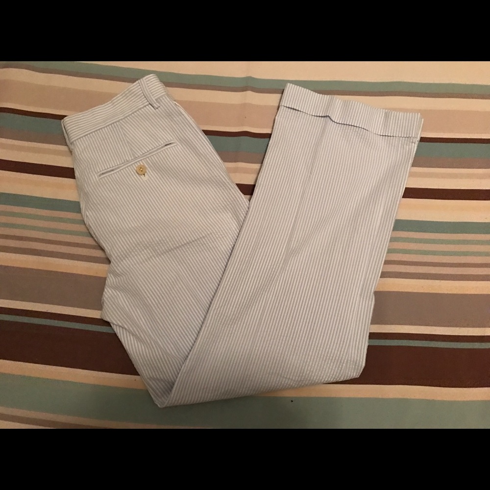 Polo by Ralph Lauren Blue and White Linen Pants