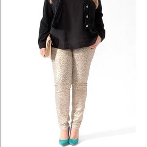 Metallic Animal Print Skinny Jeans