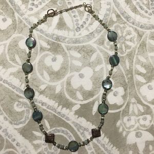 Blue-Green island inspired hand beaded necklace