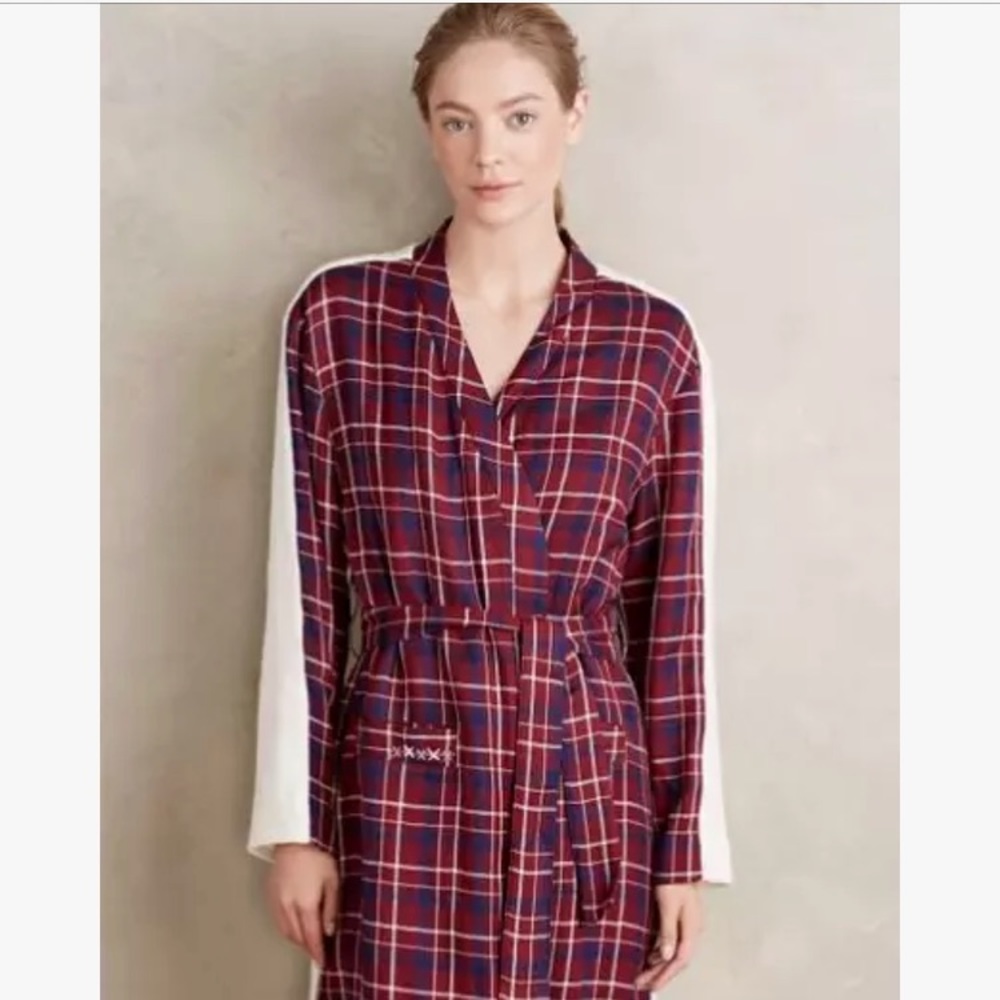Anthropologie Saturday Sunday Plaid Shepa Robe