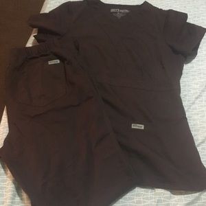 Greys anatomy scrubs set dark brown