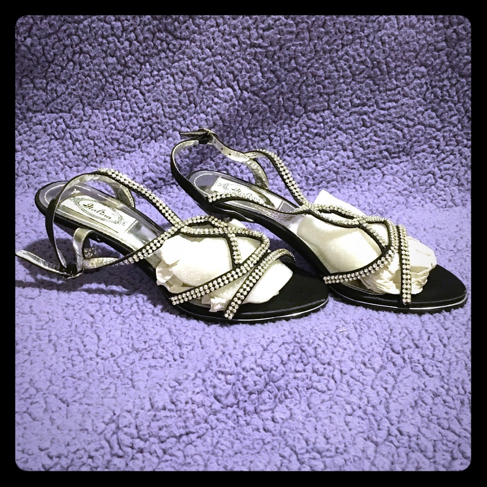 Diamond studded sandals heels