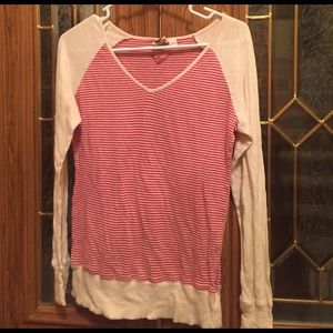 Roxy red and white striped long sleeve shirt