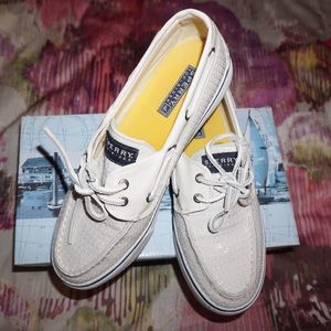 White Sequin Sperry Top-Siders