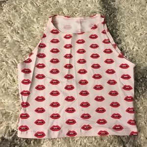 Lip Print Crop Tank